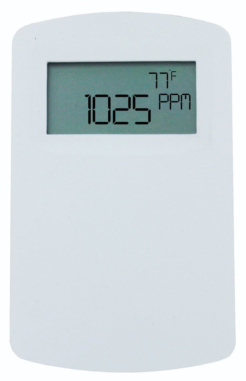 Dióxido de carbono y temperatura, montaje en pared, salida universal de corriente y voltaje, salida de temperatura de termistor tipo III de 10K, caja norteamericana.