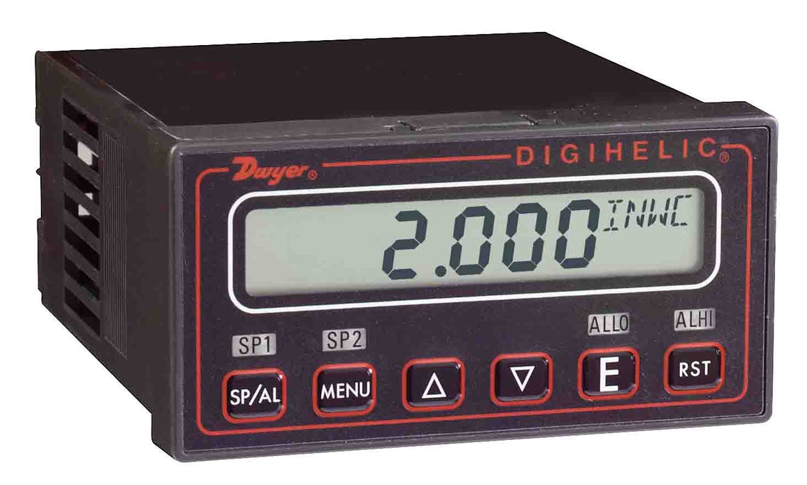 Controlador de presión diferencial, unidades de ingeniería elegibles: 25.00" columna de agua, 2.083 ft columna de agua, 635.0 mm columna de agua, 63.50 cm columna de agua, 0.9032 psi, 1.839" Hg, 46.71 mm Hg, 62.27 mbar, 6227 Pa, 6.227 kPa, 62.27 hPa, 14.4