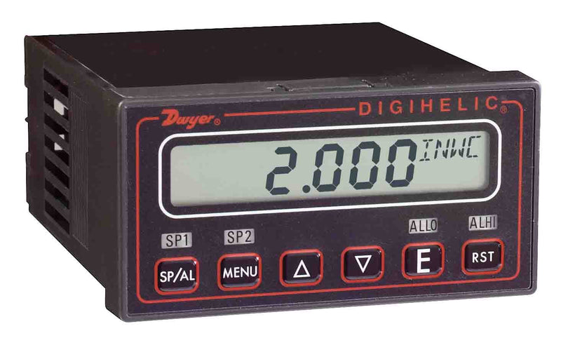 Controlador de presión diferencial, rango de 0.25-0-0.25" columna de agua. NOTA: velocidad y flujo volumétrico no disponibles.