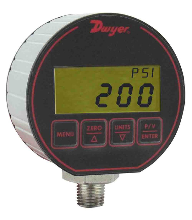 Medidor de presión digital, unidades de ingeniería elegibles: 200.0 psig, 14.06 kg/cm², 13.79 bar, 407.2" Hg, 461.4 ft columna de agua, 449.7 ft agua de mar a 4 °C, 1379 kPa, 3200 oz/in², 5536" columna de agua.