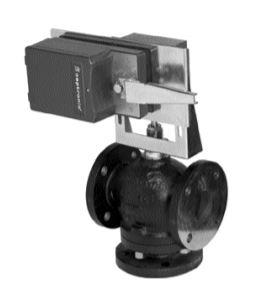 Válvula c/Actuador, 2 1/2in, Globo, 3 Vías, Bridada, CV 74.0, 24Vac, 30Vdc, Con Ret Resorte, On/Off, Flotante, 60-85seg